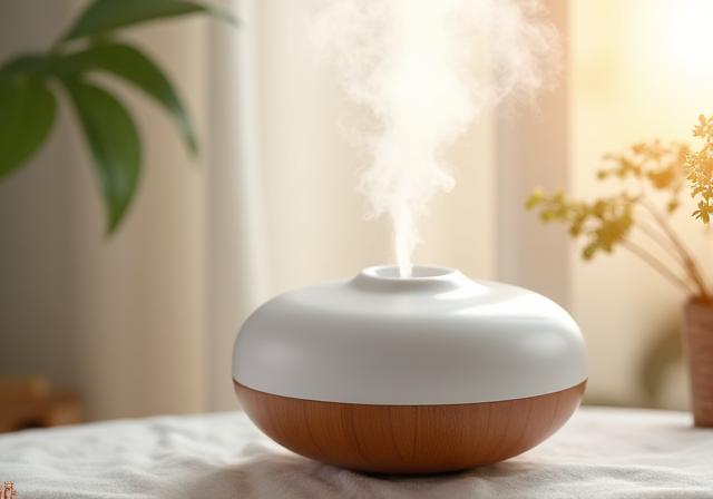Ein eleganter Diffusor, der sanften Nebel für die Aromatherapie verströmt